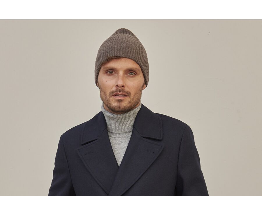 Bonnet laine homme Gris taupe chiné - BENNETH