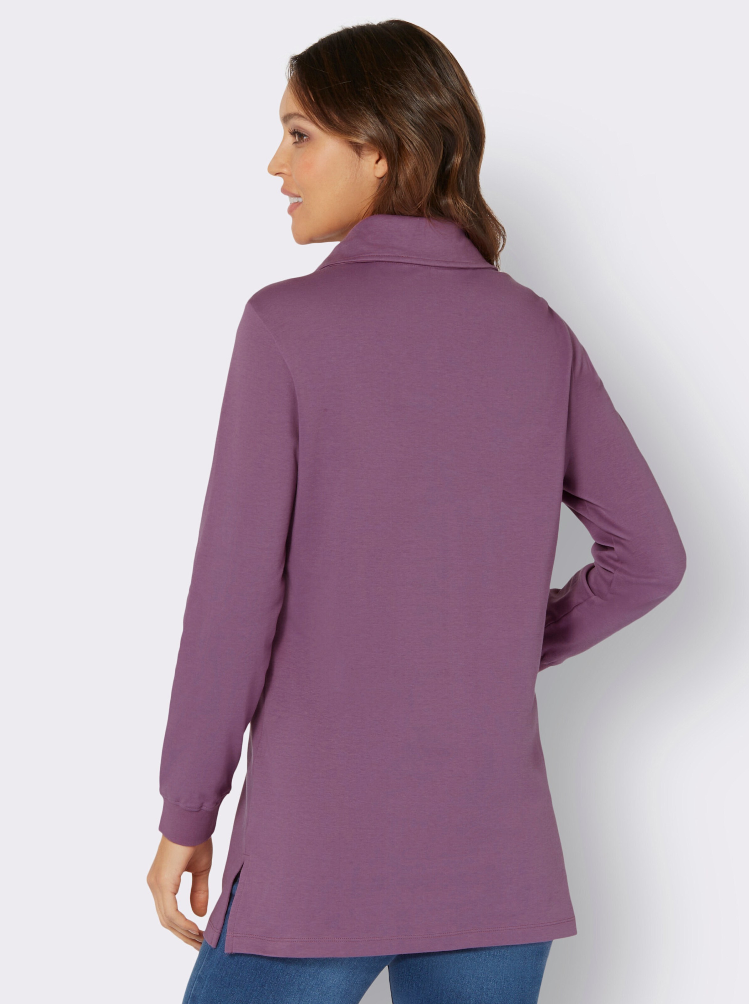 Longsweatshirt mit Umlegekragen