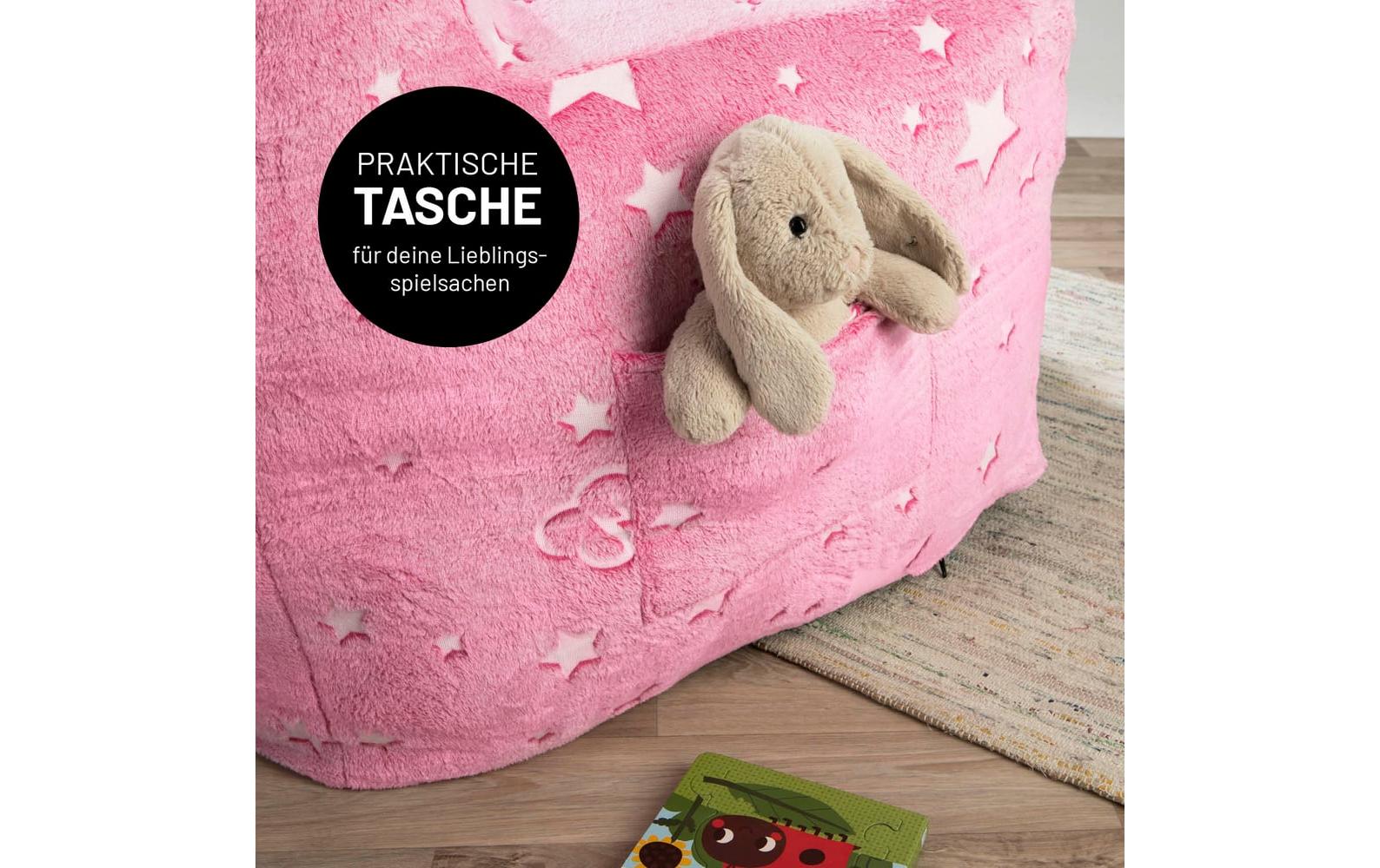 Sessel Glow in the Dark Rosa<br>Kindersessel mit leuchtendem Sternen-Design