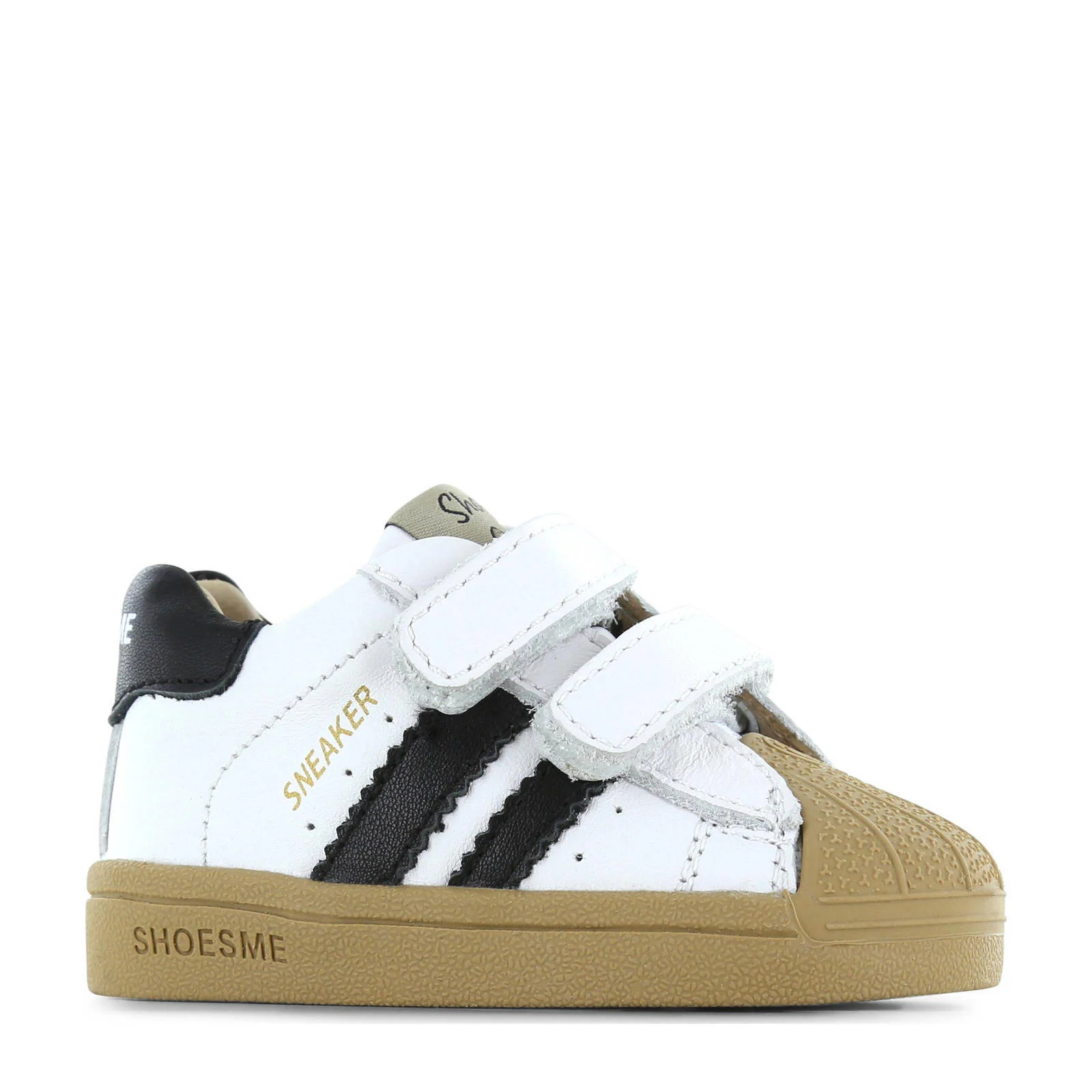 Shoesme leren sneakers wit/zwart