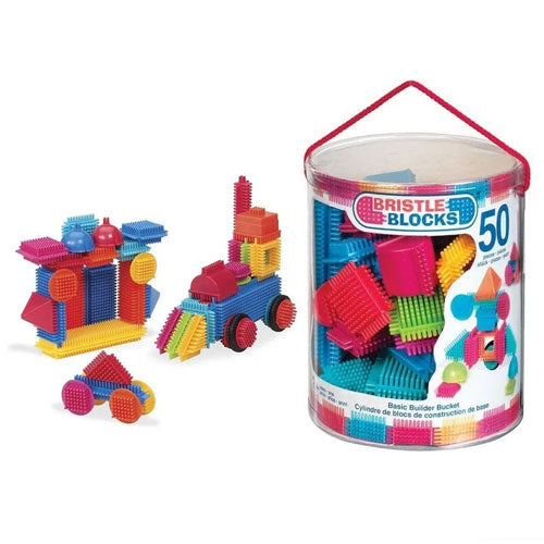 Bristle blocks bouwset in pot (50st)