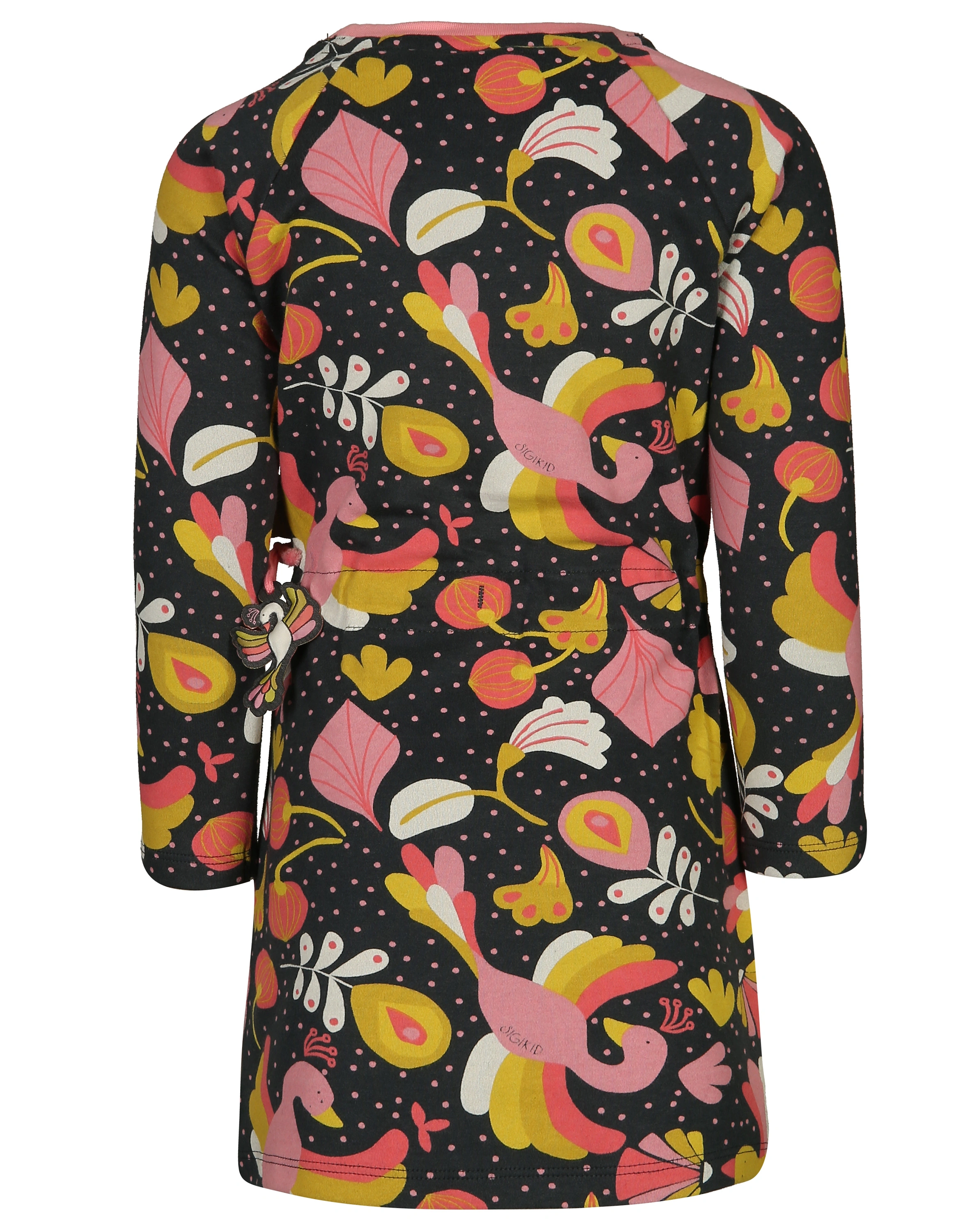 Langarmkleid SCHWAN gemustert in anthrazit/rosa