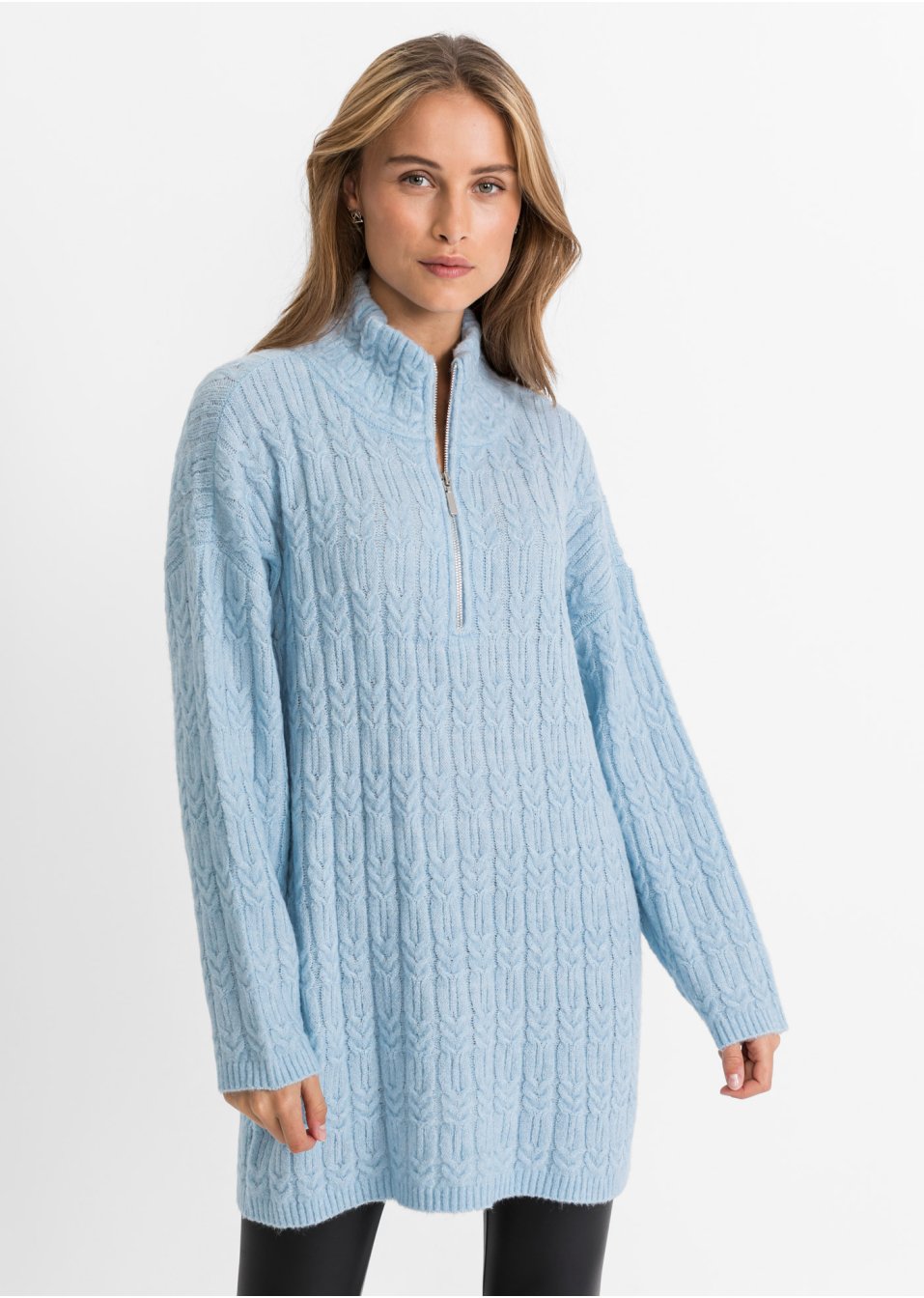 Pull long avec motif torsadé