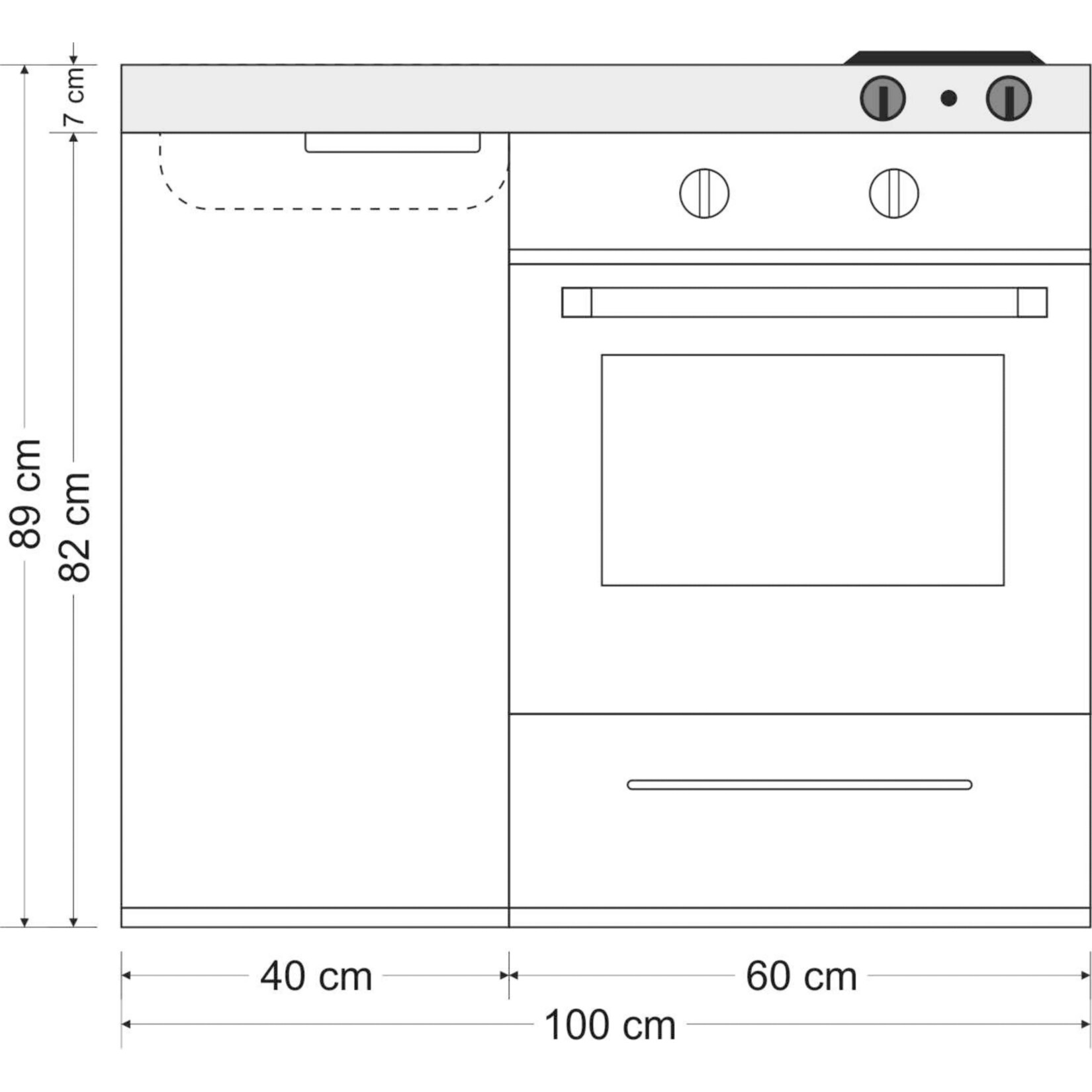Stengel Küchen Kitchenline MKB 100 weiß - ohne Kochfeld rechts, Becken links