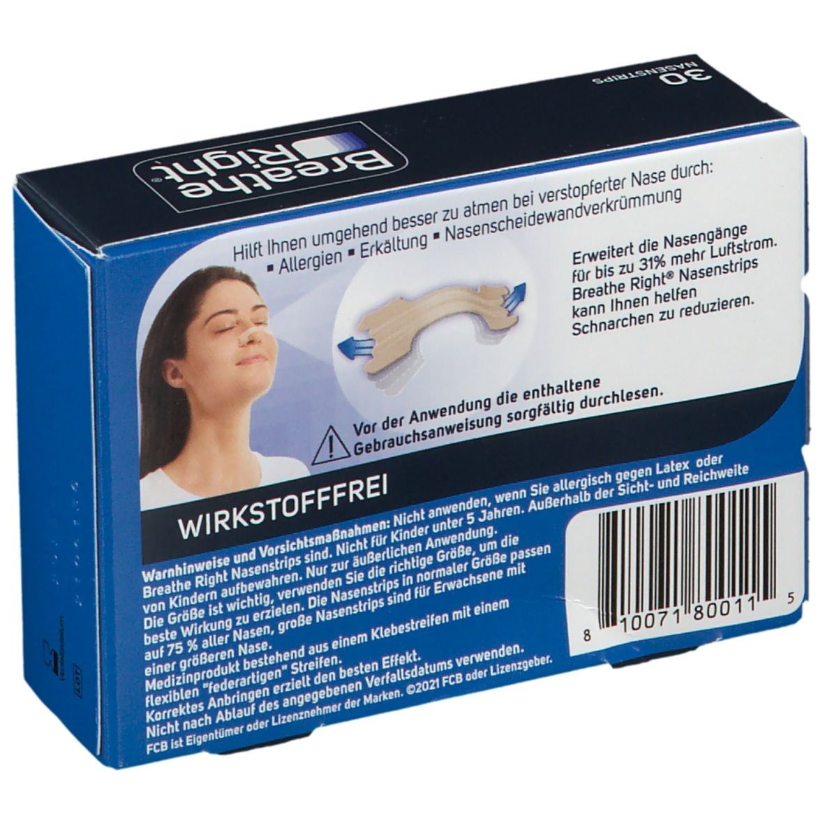 Besser Atmen Breathe Right Nasenstrips beige, groß