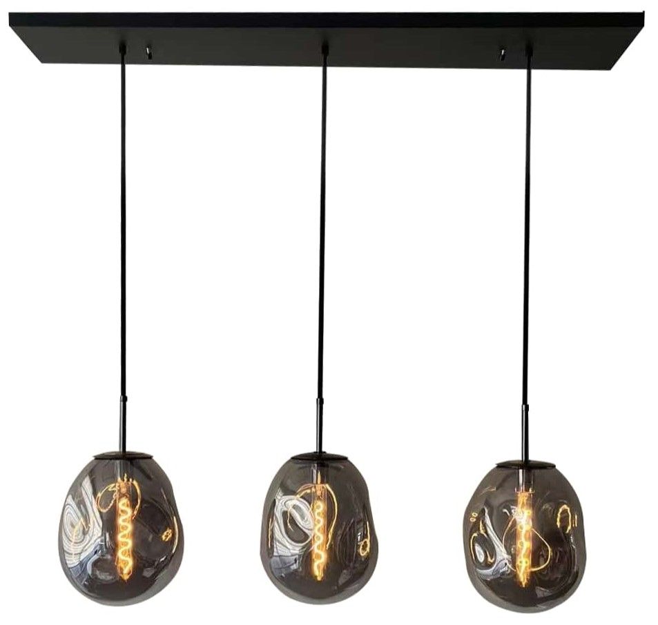 Hanglamp 3-lichts Smoked Boaz B120 x D20 cm