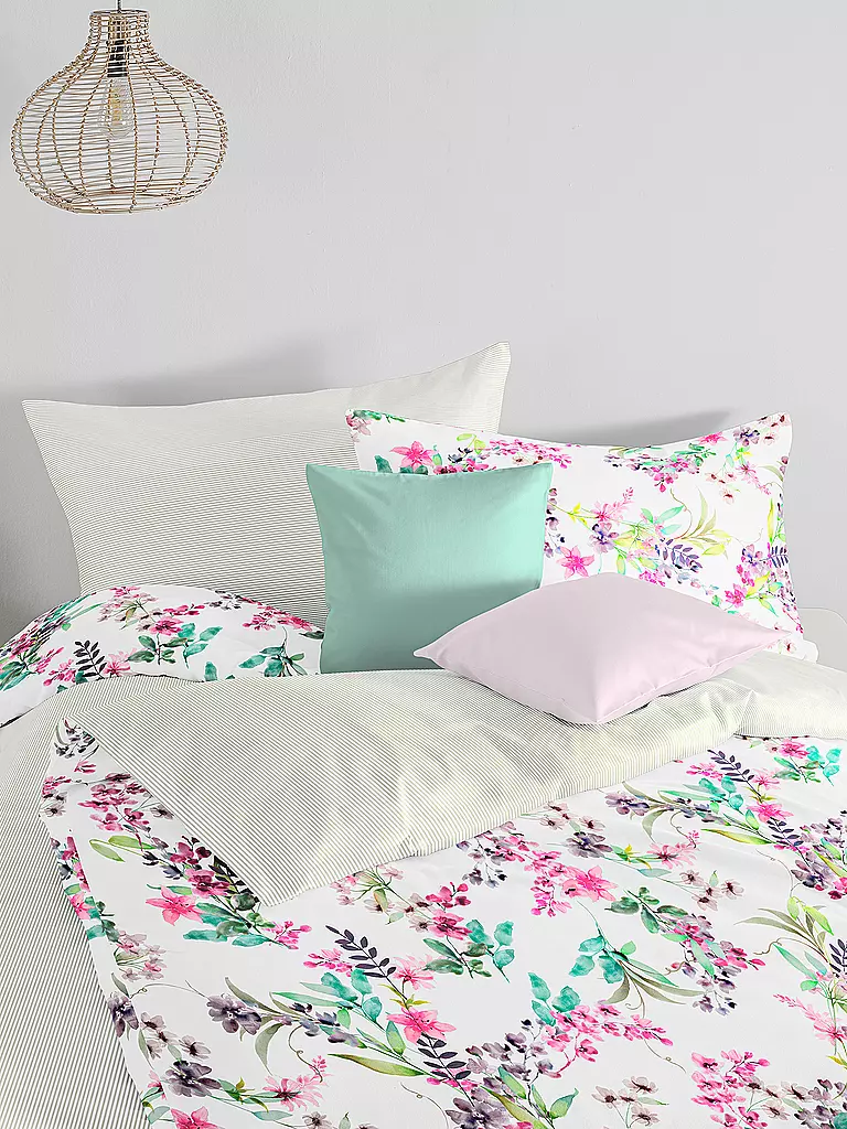 FLEURESSE Satin Bettwäsche 70x90cm/140x200cm BED ART Veilchen weiss