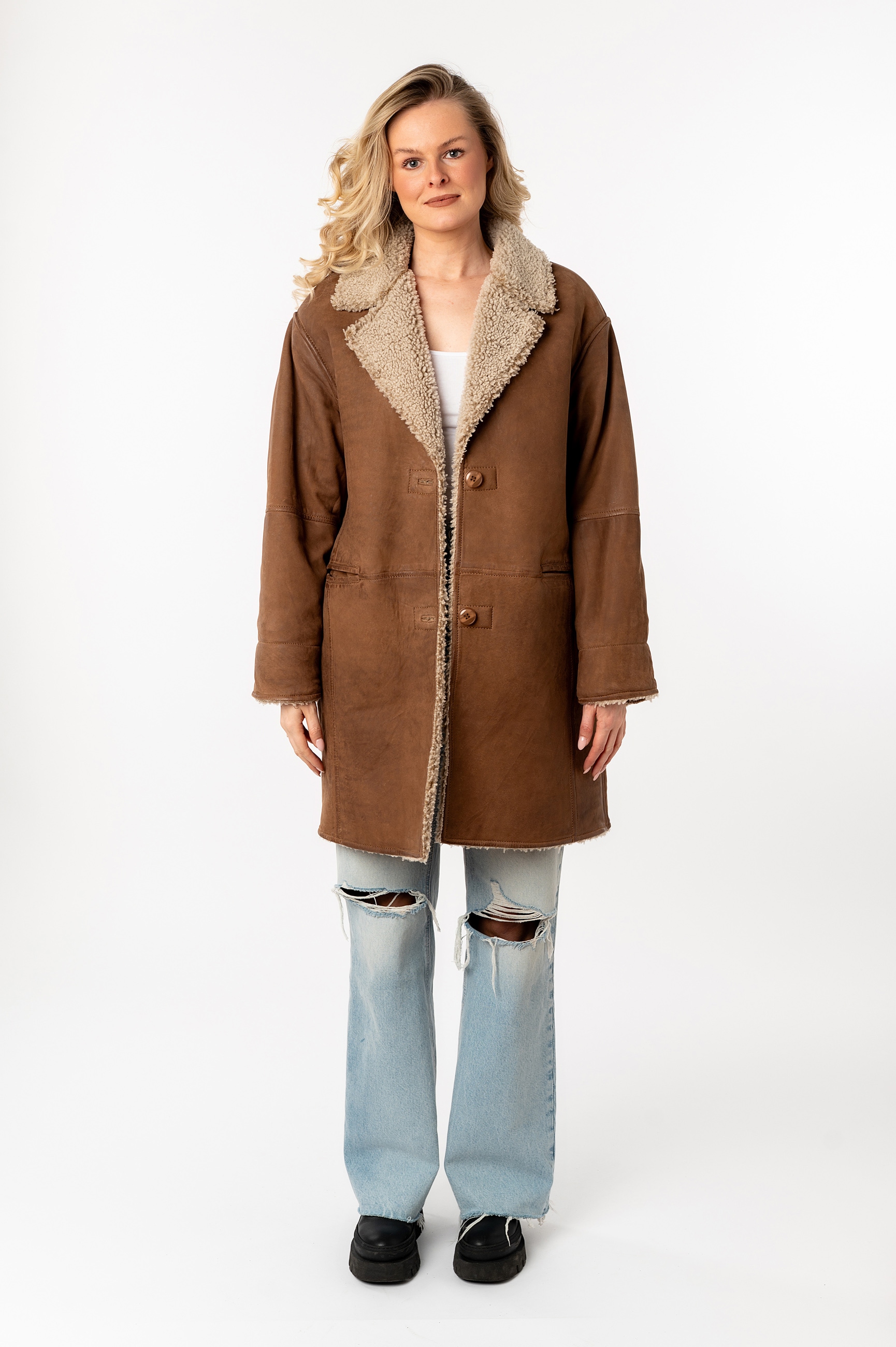 Mauritius Ledermantel »MWXofia OS«, mit Reverskragen, Oversized Fit