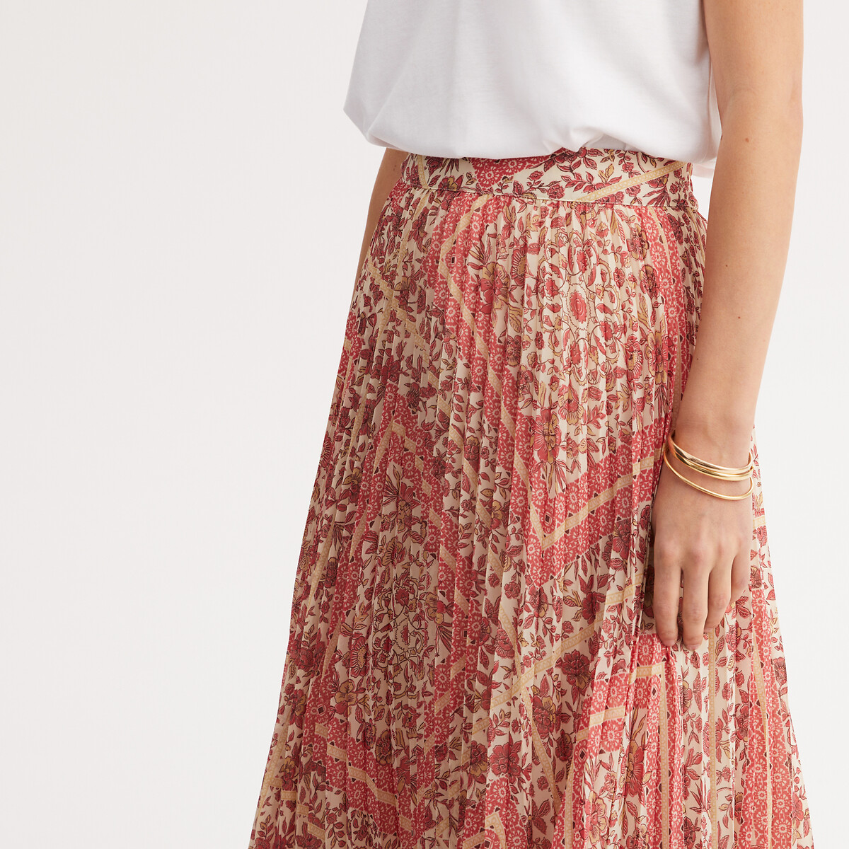 ANNE WEYBURN<br>Saia plissada estampada, longa