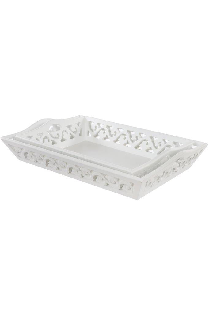 2er-Tablettset JADE - weiß antik - 46 cm