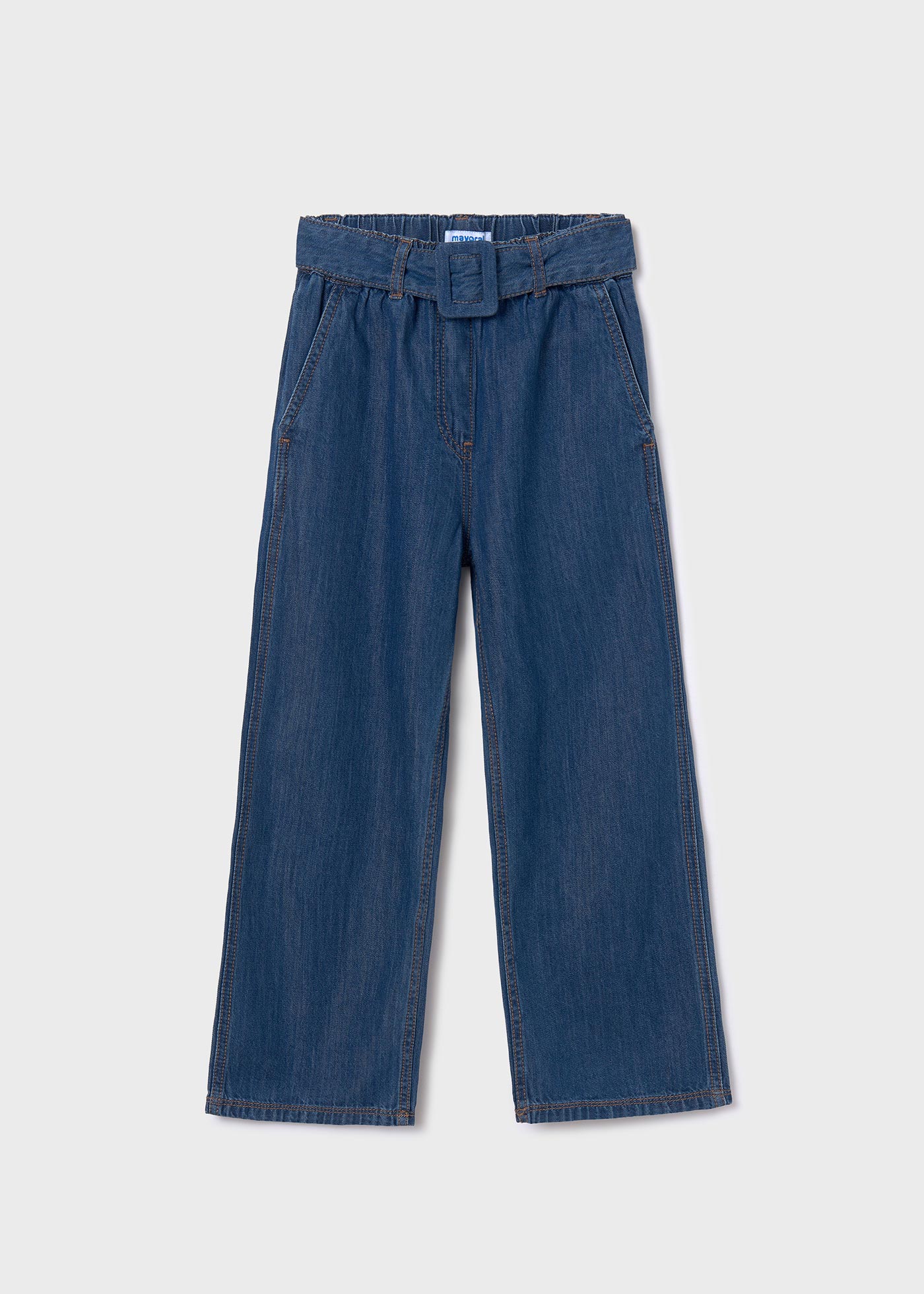 Calça jeans feminina folgada, tamanho médio