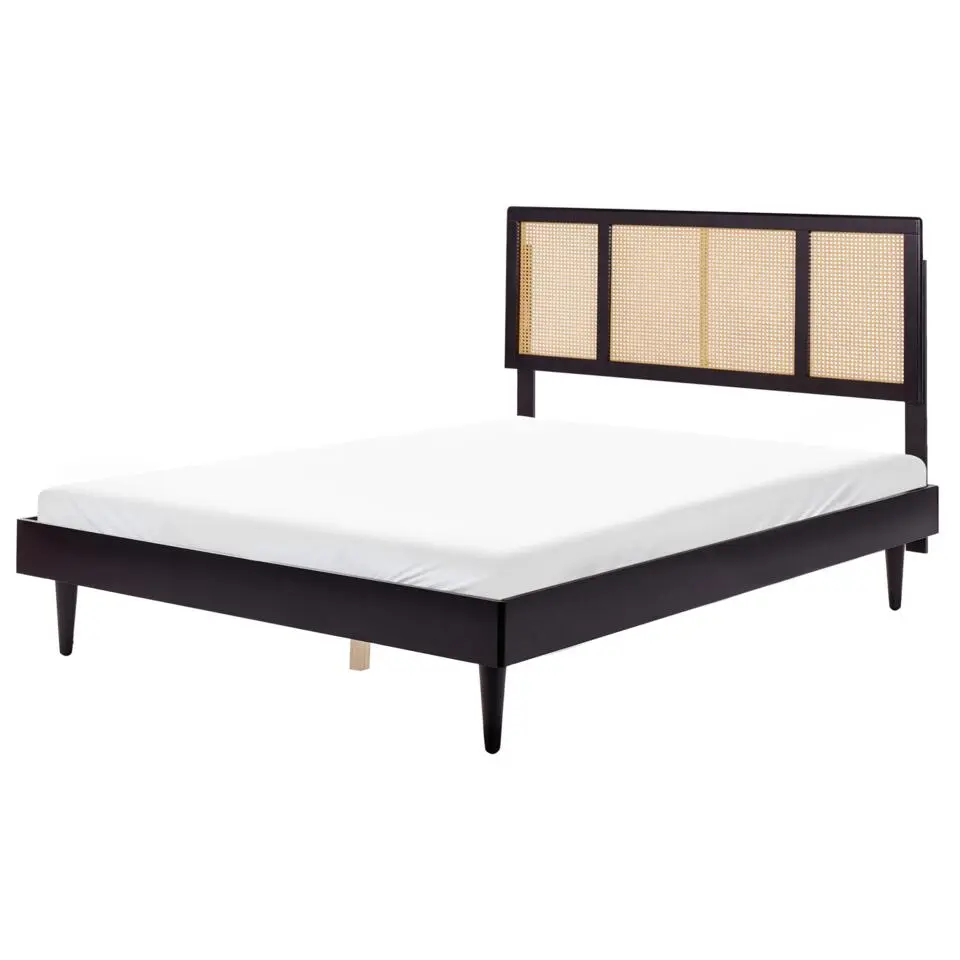 AURAY - Tweepersoonsbed - Zwart - 160 x 200 cm - Rubberhout