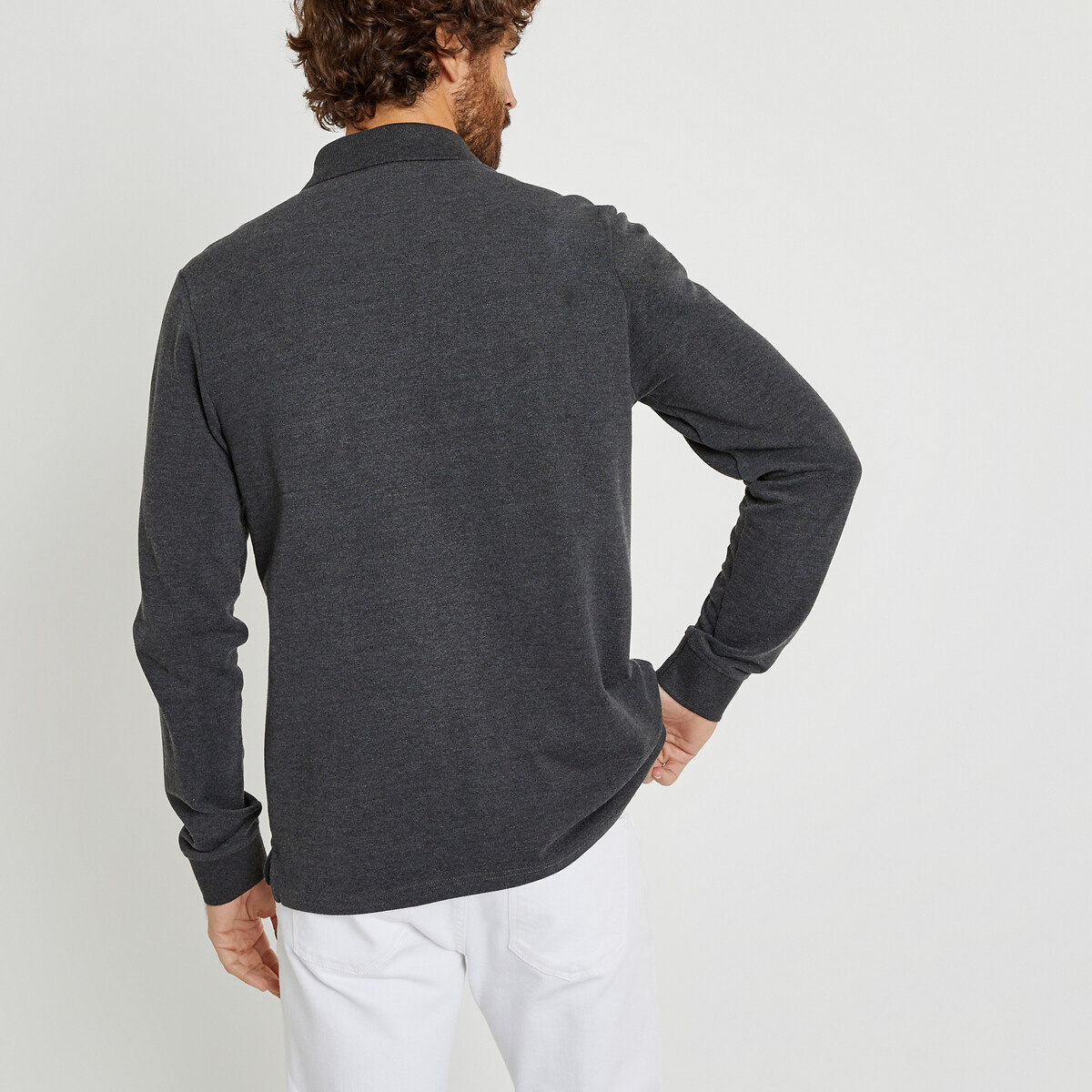 COLEÇÕES LA REDOUTE<br>Camisa polo de manga comprida em puro algodão orgânico