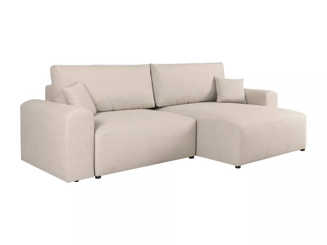 Canapé d'angle convertible et réversible en tissu beige ILANOR