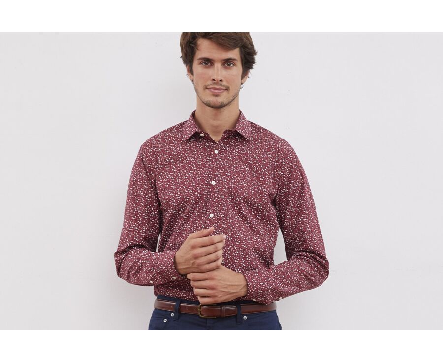 Chemise Rouge Sombre imprimée motif Taupe - MÉDÉRIC