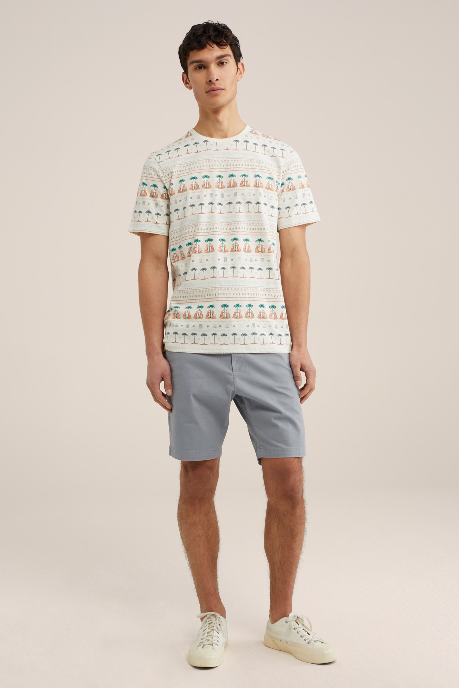 regular fit chinoshort met stretch WE Fashion Grijsblauw