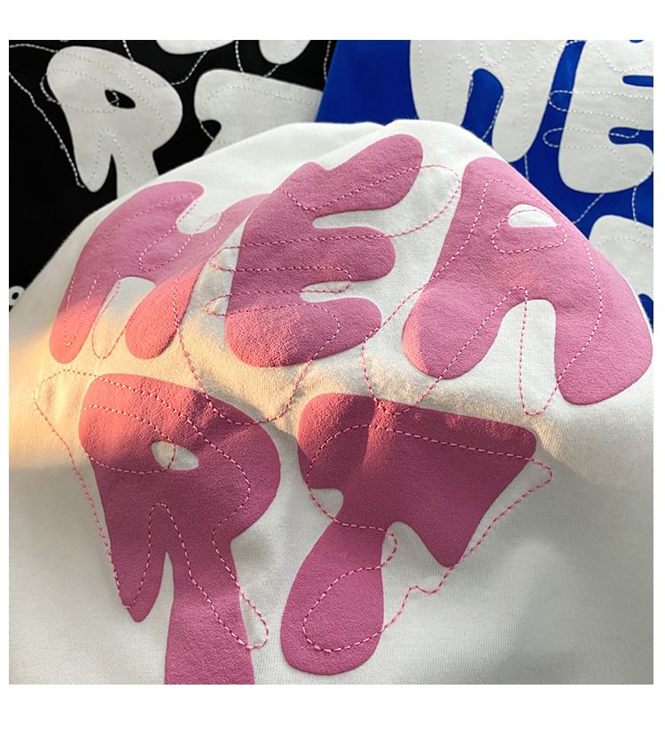 Rosesand - Koppel bijpassende korte mouwen hart & letterprint losvallend T-shirt