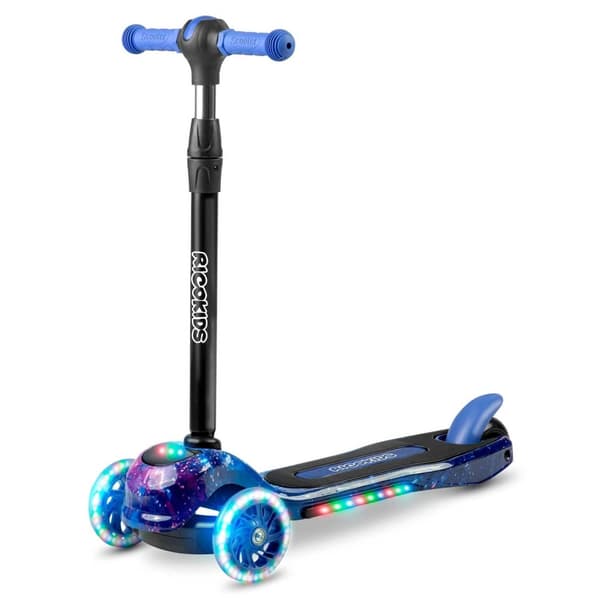 BarnescooterViktige funksjoner:- Fargerik LED-belysning på hjul, plattform og frontpanel- Justerbar høyde på styret- Store, sikre hjul med stor avstan