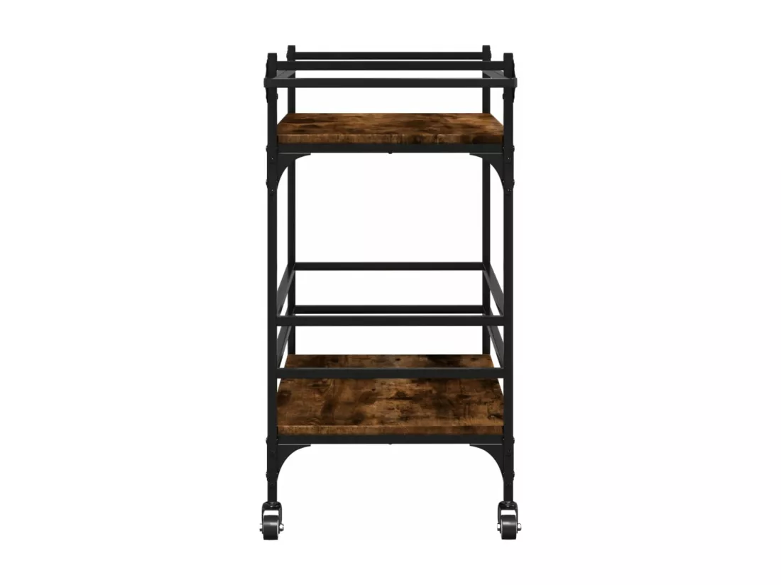 Chariot de cuisine chêne fumé 82x40x78,5 cm bois d'ingénierie