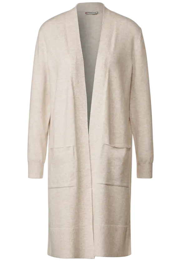 Offener Long Cardigan - whisper cream melange