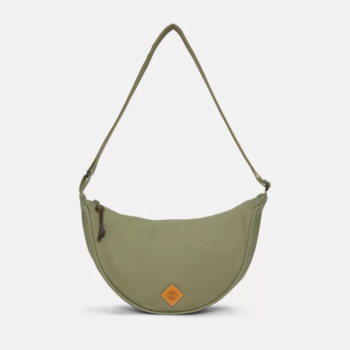 Sac à bandoulière en toile et cuir pour femme en vert