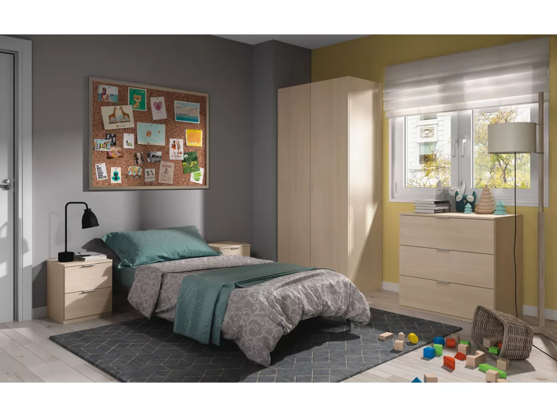 Armoire orange, Armoire de chambre avec 2 portes battantes, Meuble de chambre avec 1 étagère et tringle à vêtements, 82x52h180 cm, Chêne