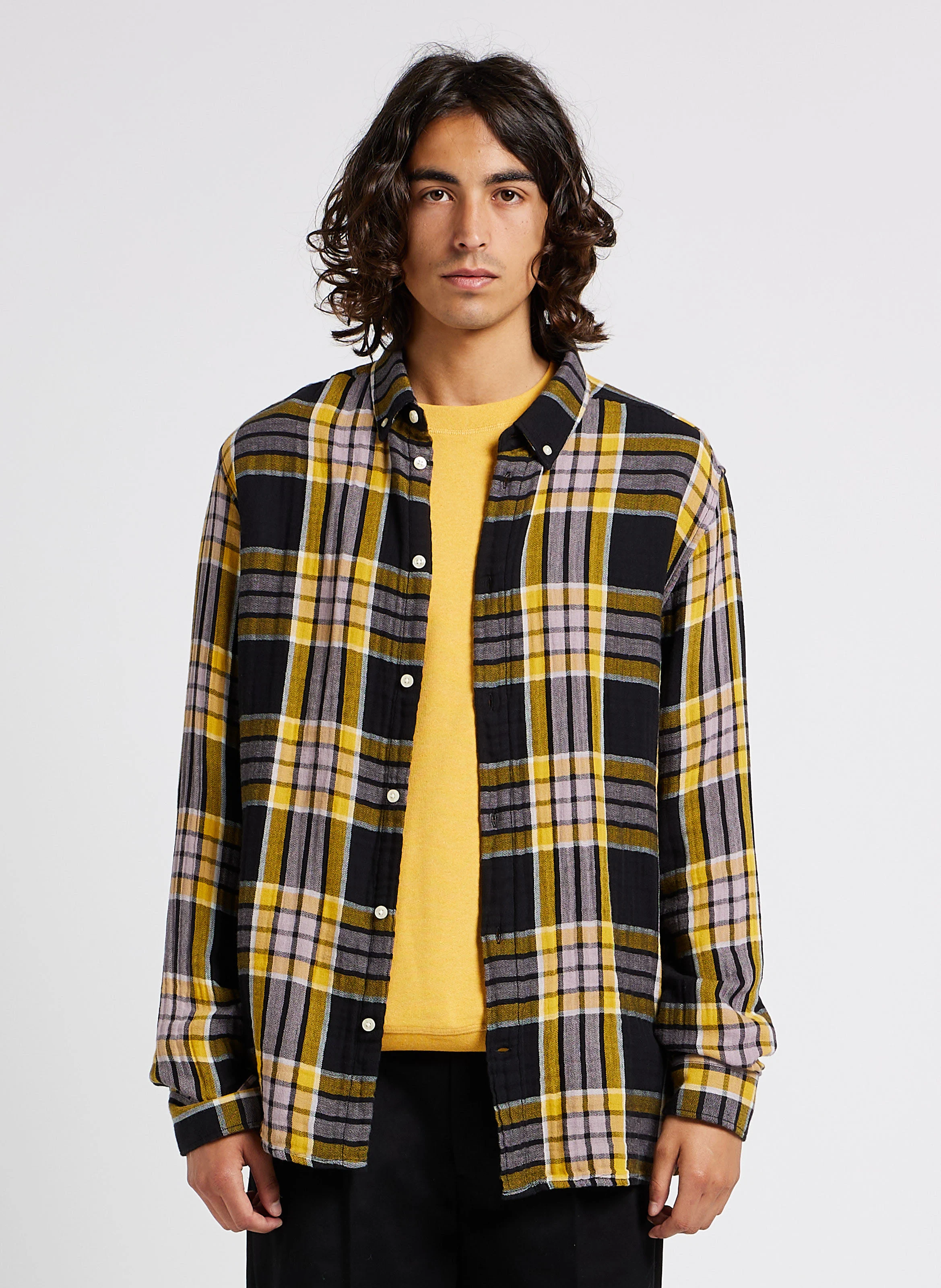 Chemise col américain à carreaux en coton bio | Multicolore