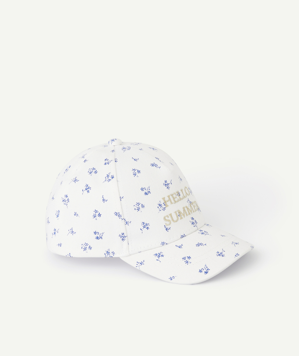 casquette bébé fille blanche imprimé fleuri