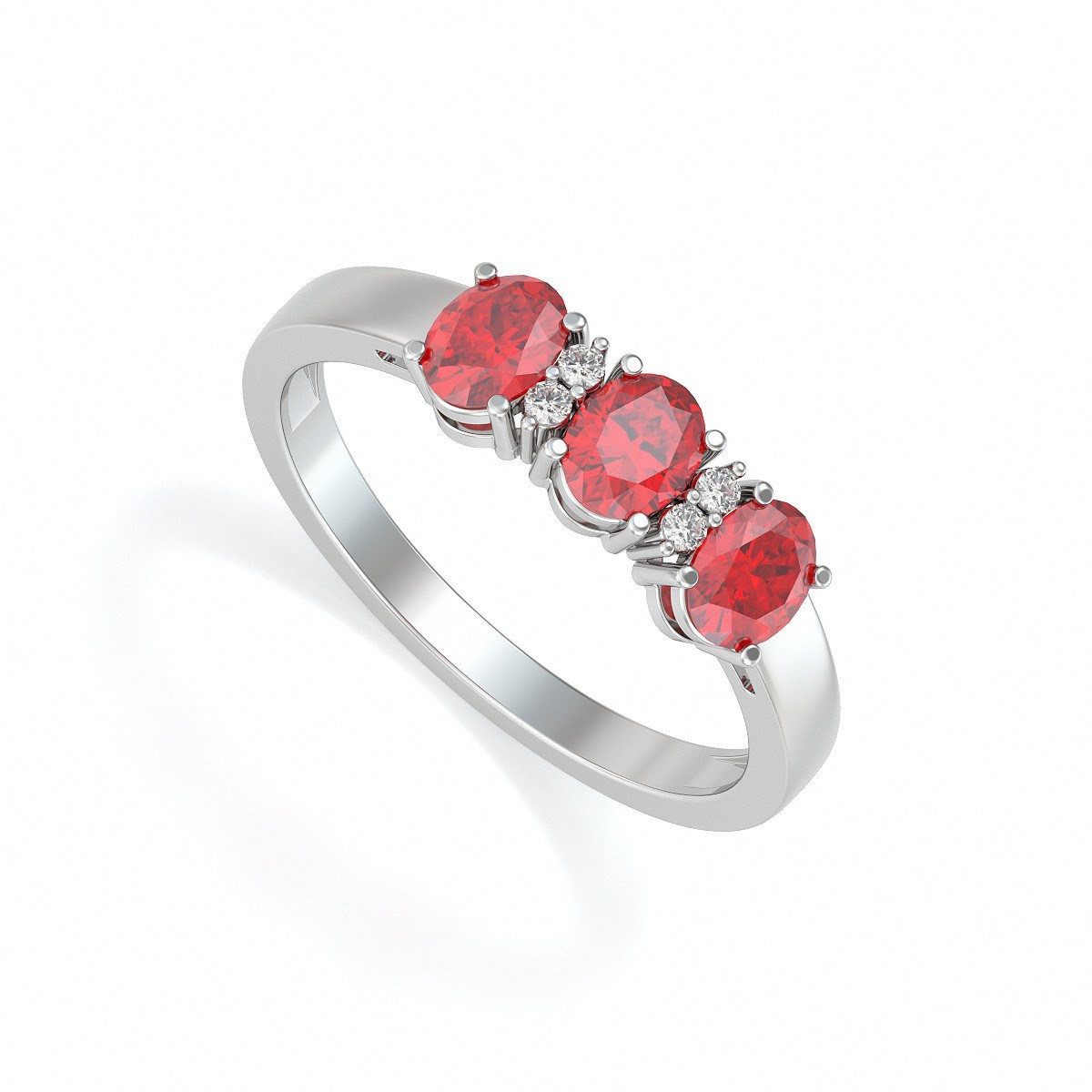 Bague ADEN Or 585 Blanc Rubis et diamants 2.25grs