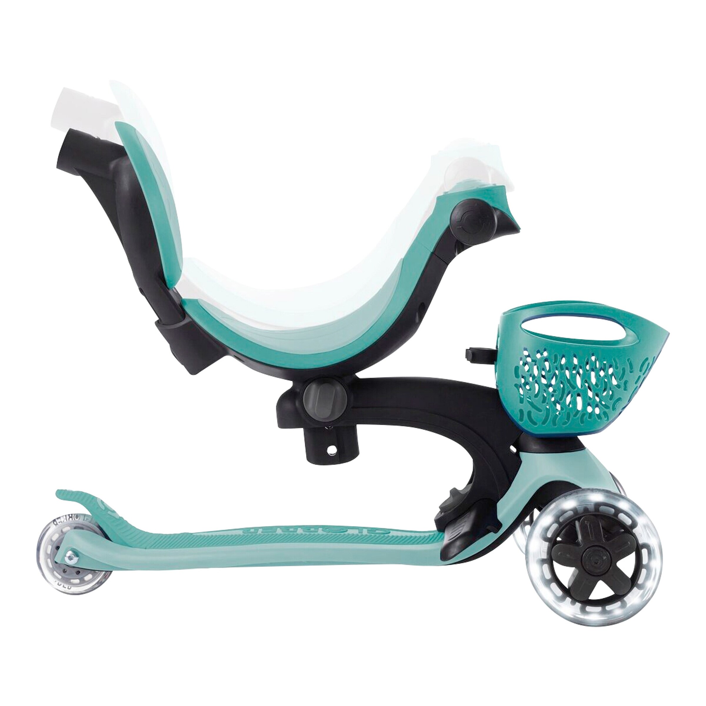 Globber Scooter 3in1 Go-Up Baby 360 mit Leuchtrollen und Leuchtmodul mint