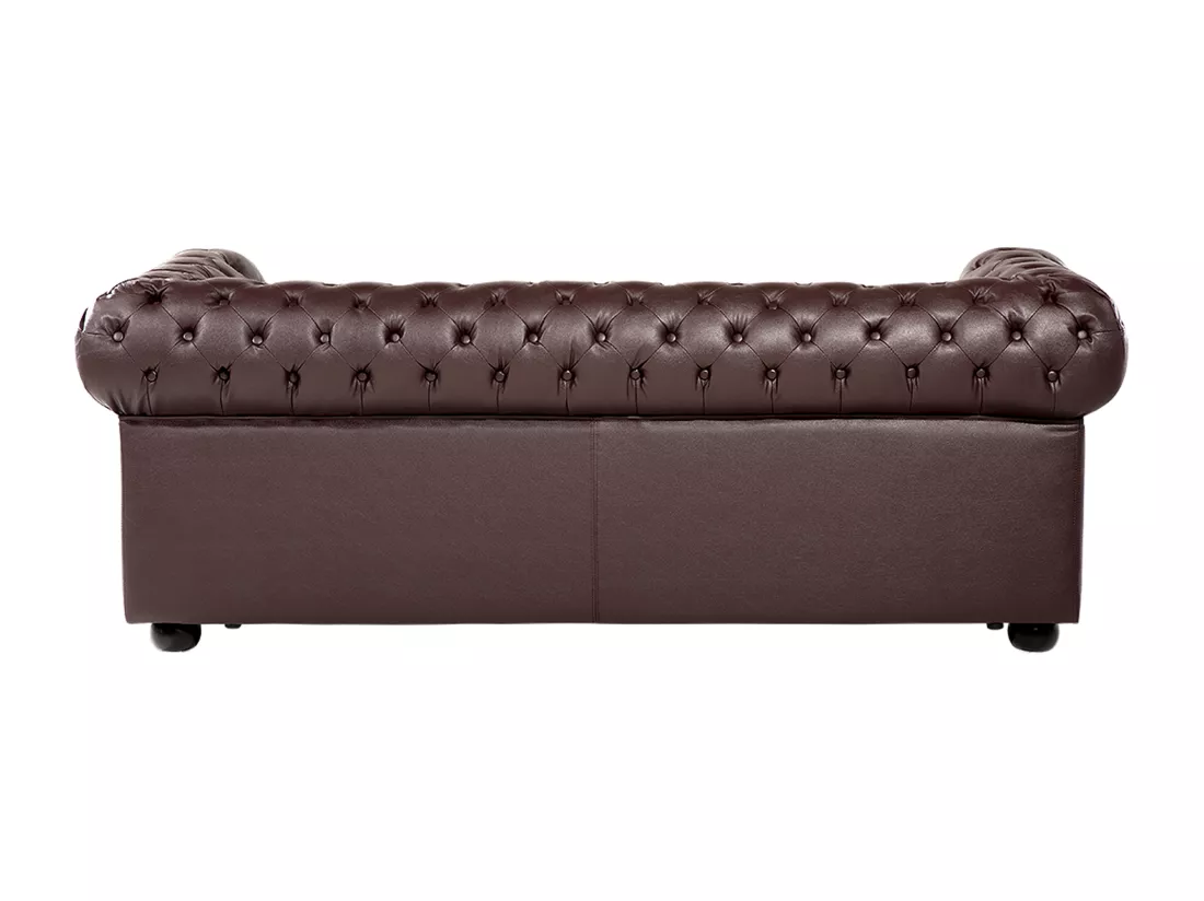 Canapé 3 places en cuir marron CHESTERFIELD