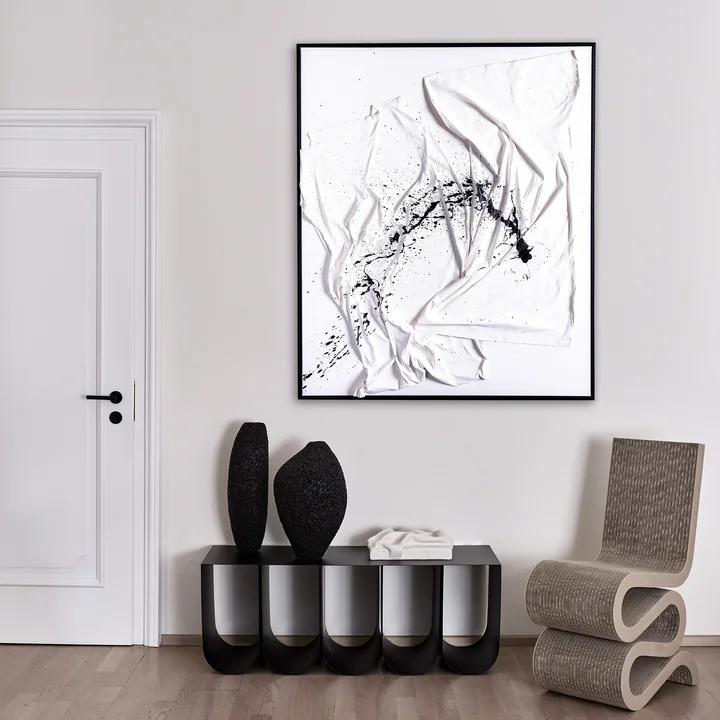 Studio Mykoda - SAHAVA Porca Miseria 2, 80 x 100 cm, weiss-schwarz / Rahmen schwarz lasiert