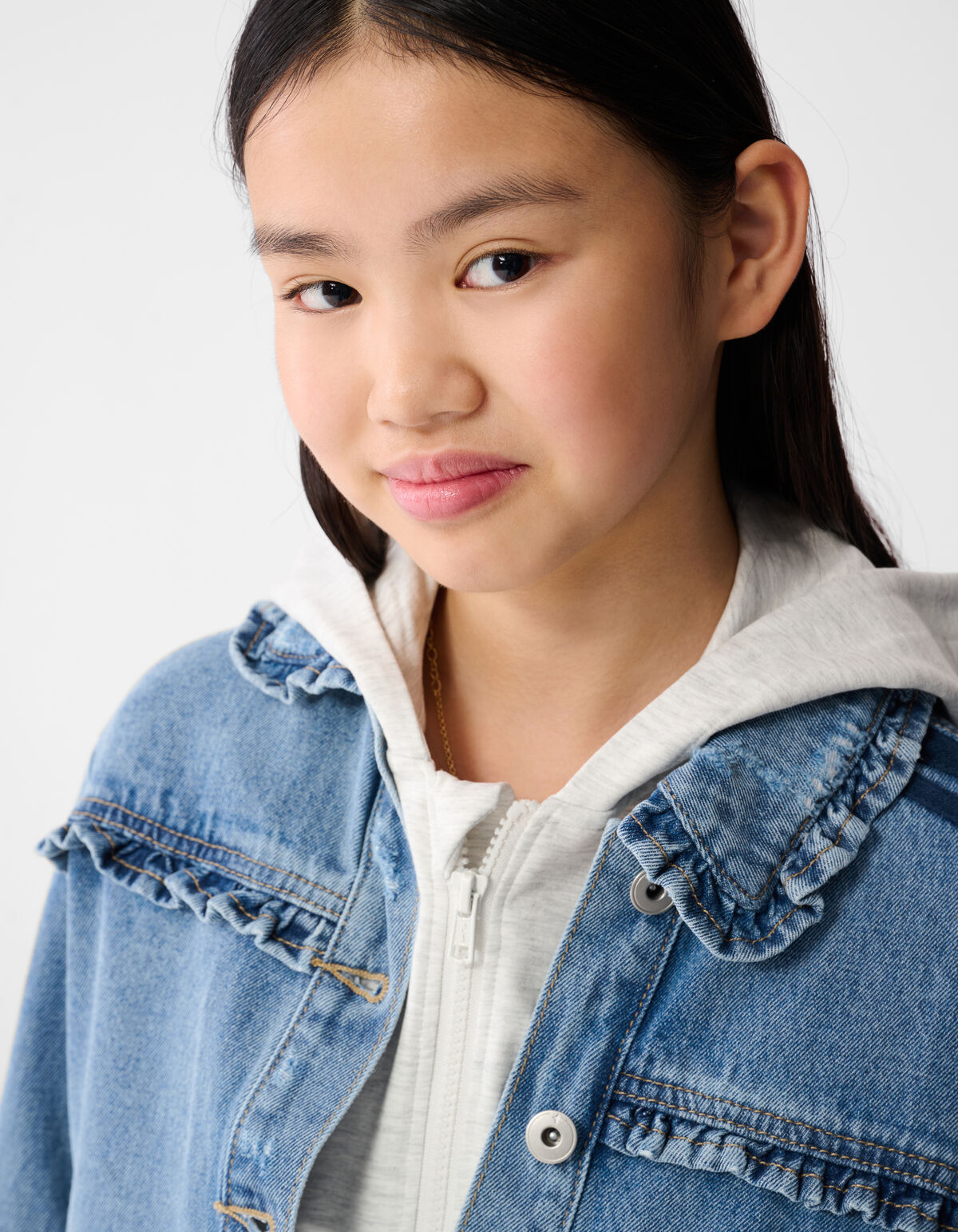 Sporty Denim Jack Blauw