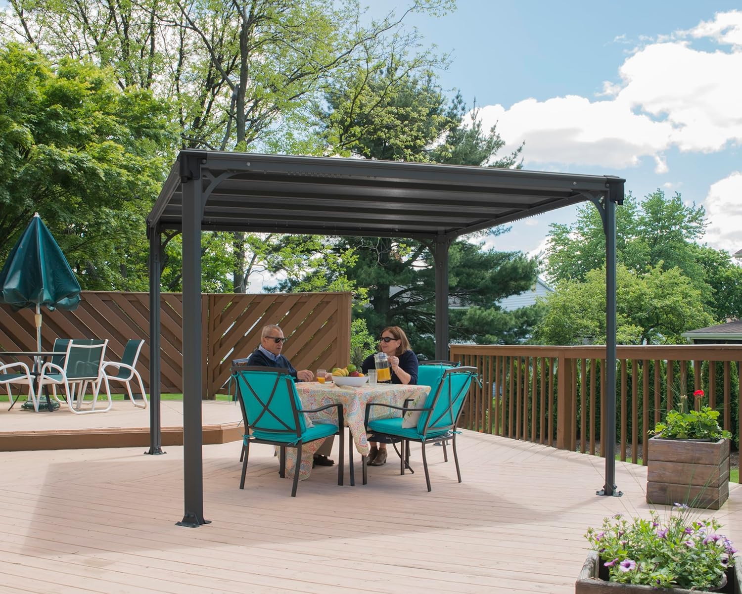 Palram Canopia Milano 3000 Gartenpavillon: Höchst Widerstandsfähiger Und Flacher Hardtop Pavillon Robuste Aluminiumkonstruktion Mit Dach Aus Polycarbonat. Ideal Als Freistehende Überdachung.