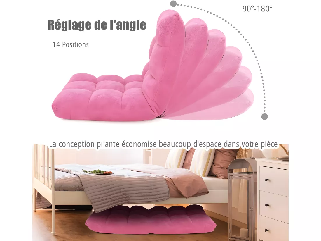 Canapé Paresseux Tatami Pliable Chaise de Plancher Coussin de Chaise de Lit Siège de Sol pour Maison, Bureau 105x56x15 CM