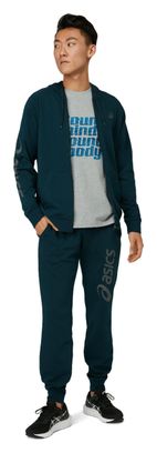Sweat à capuche Asics Big Logo Bleu Gris