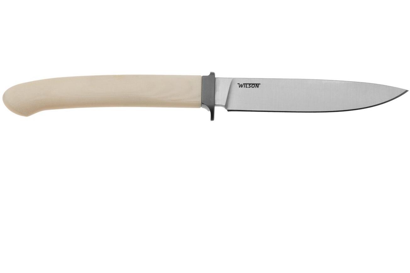 LionSteel Ago AG1-MW White Micarta, Titanium Guard, vaststaand mes