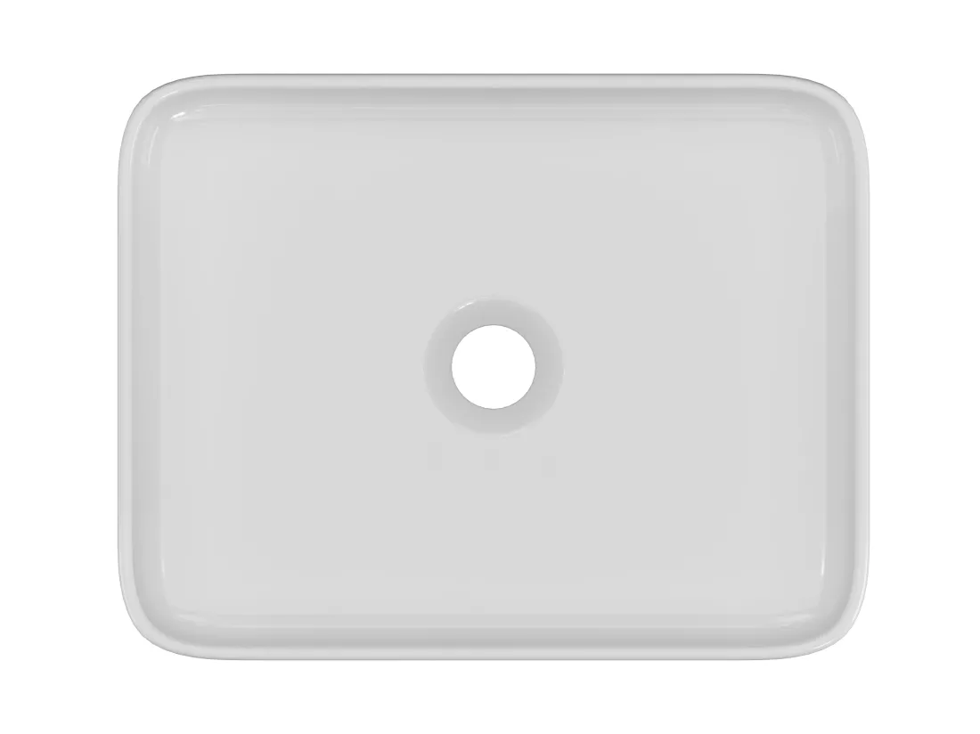 Vasque à poser rectangle en céramique - Blanc - 50 x 39 cm - JUNIKO II