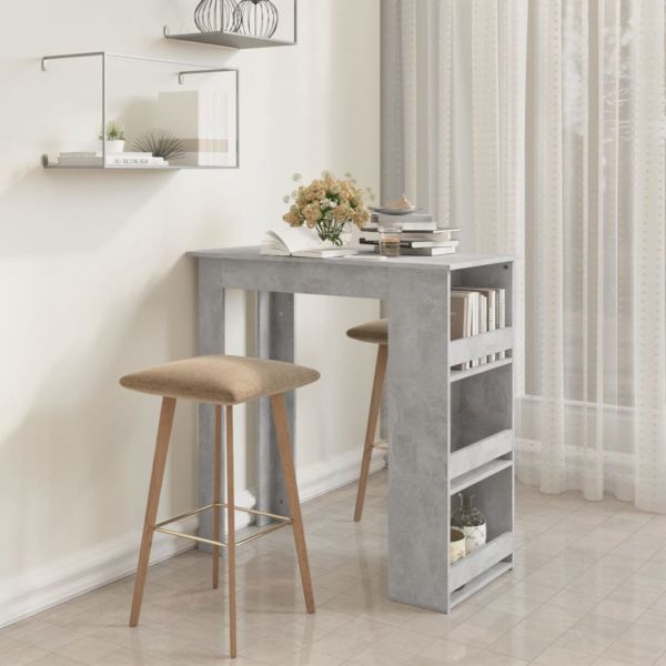 Mesa de Bar com Prateleira 102x50x103,5 cm Cinza Cimento - 809471