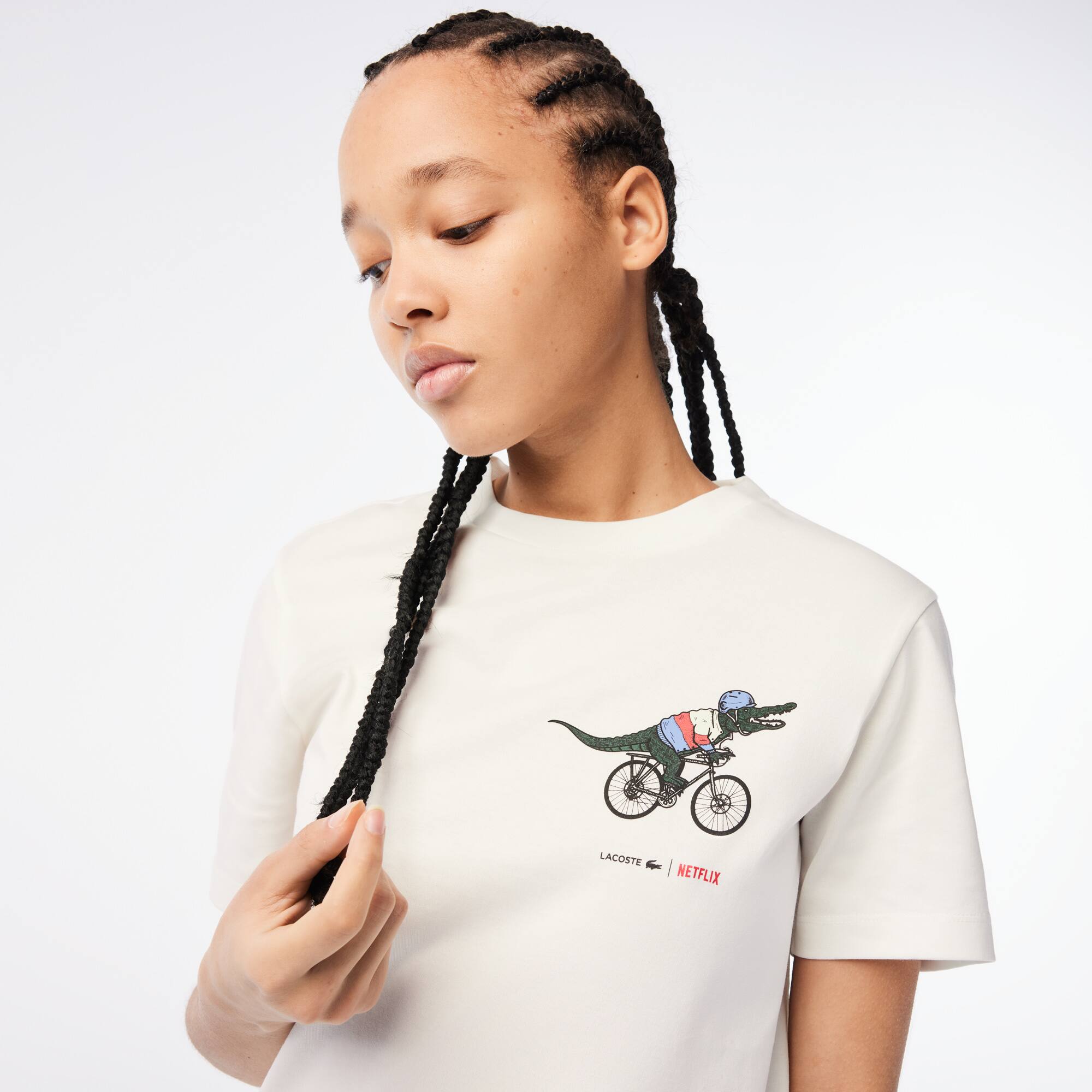 T-shirt femme Lacoste x Netflix en jersey de coton biologique T-Shirts - Blanc - Lacoste - Femme
