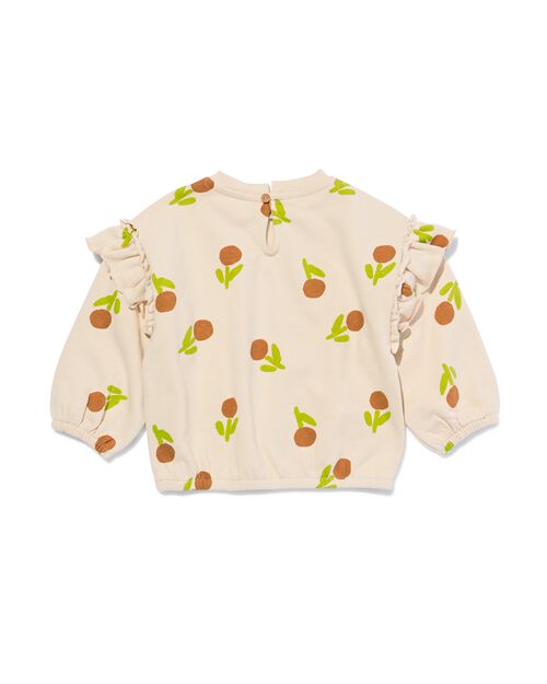 T-shirt bébé côtes fleurs écru