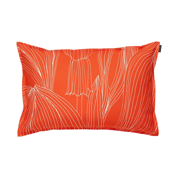 Marimekko - Kukat Puhkeavat Kissenbezug, 40 x 60 cm, tomato red / white