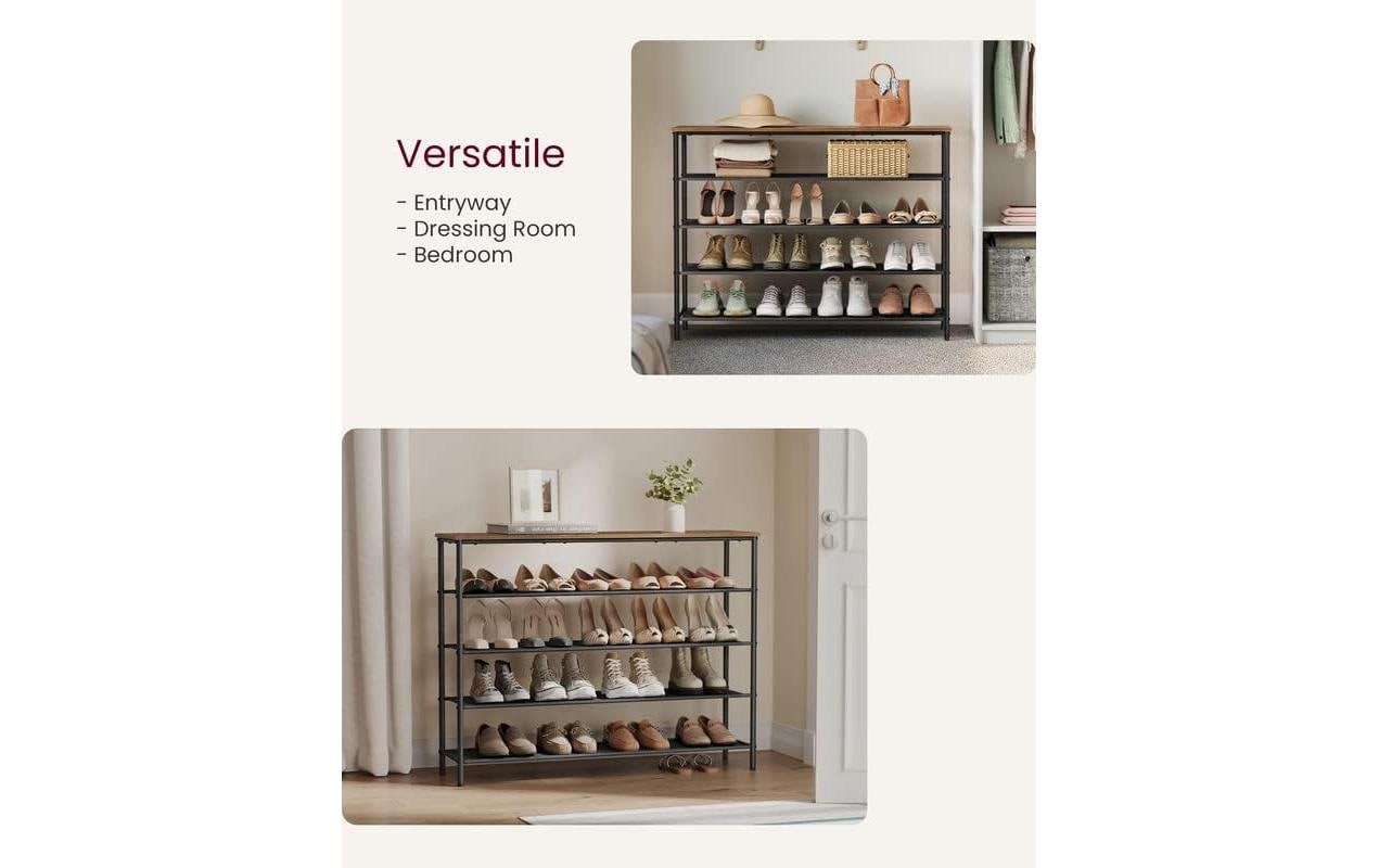 Schuhgestell 29 x 120 cm, Braun/SchwarzSchuhregal mit 4 Ablagen aus Polyestergewebe