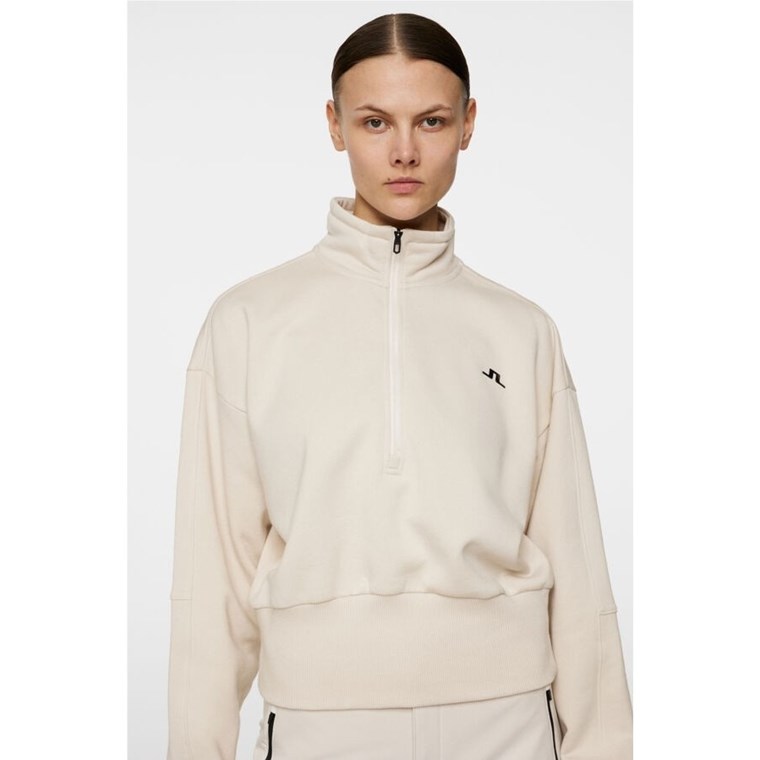 J.Lindeberg Lucia Zip Mock Neck Moonbeam