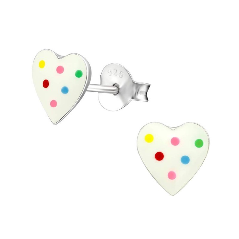 Boucle d'oreille coeur multicolor en argent 925/1000/