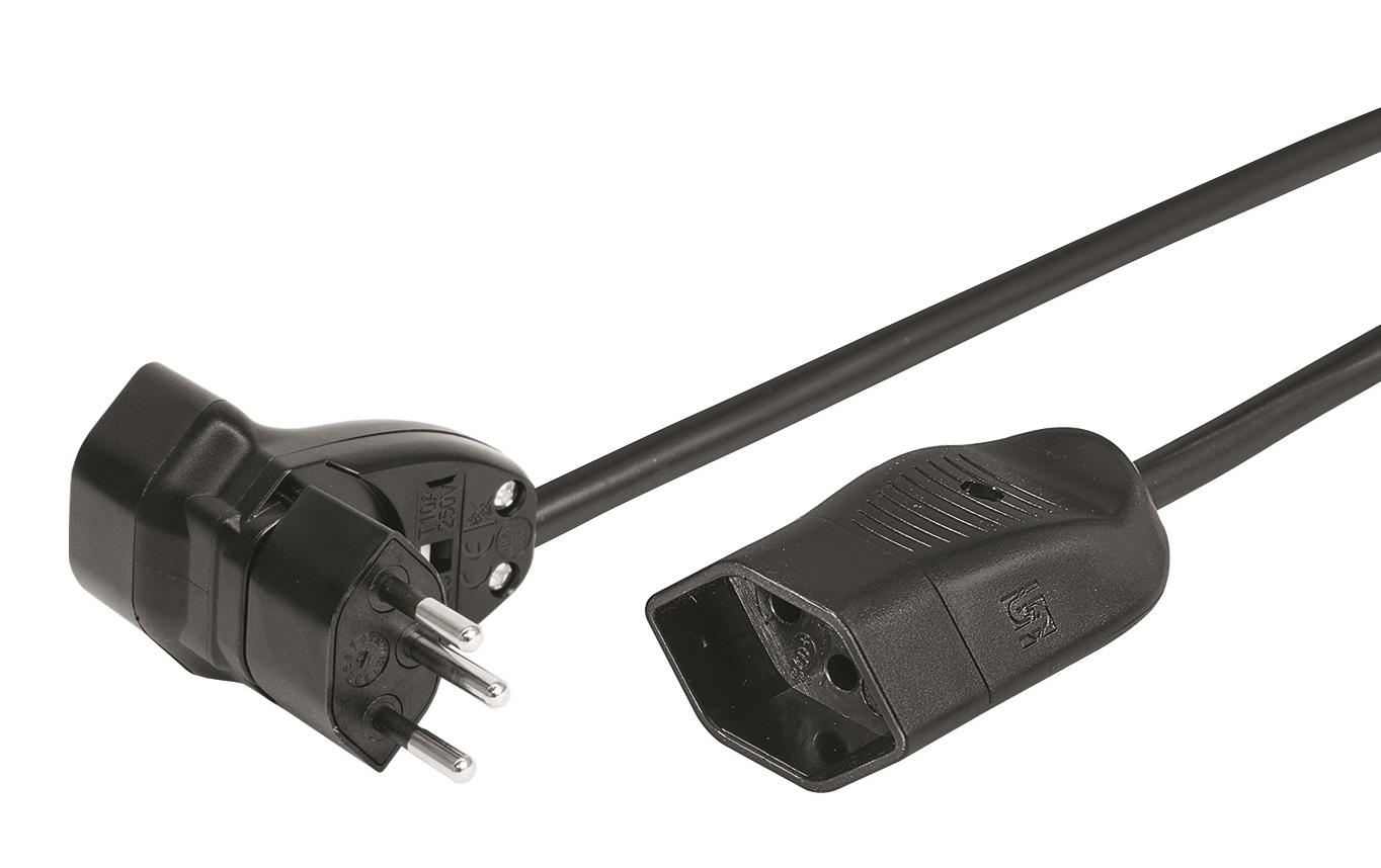 Verlängerungskabel 0.25 m T13 - T12, Mister T 320°, Schwarz230 V TD-Verlängerungskabel mit 2x T13 Kupplung und 320° drehbarem T Stecker