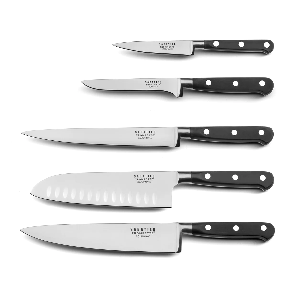 Origin - Bloc magnétique 5 couteaux de cuisine Sabatier Trompette
