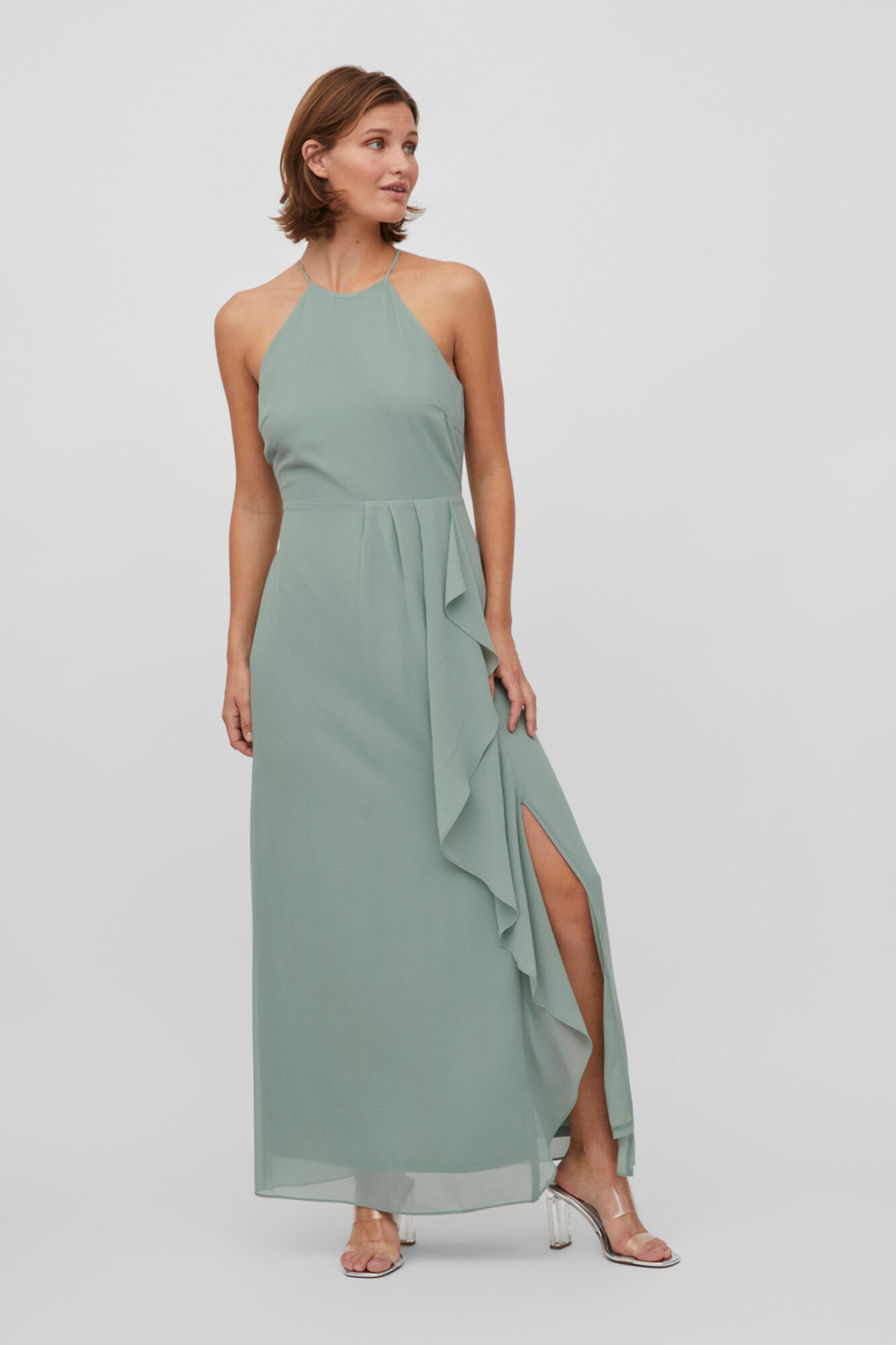 Vestido com decote halter - Verde