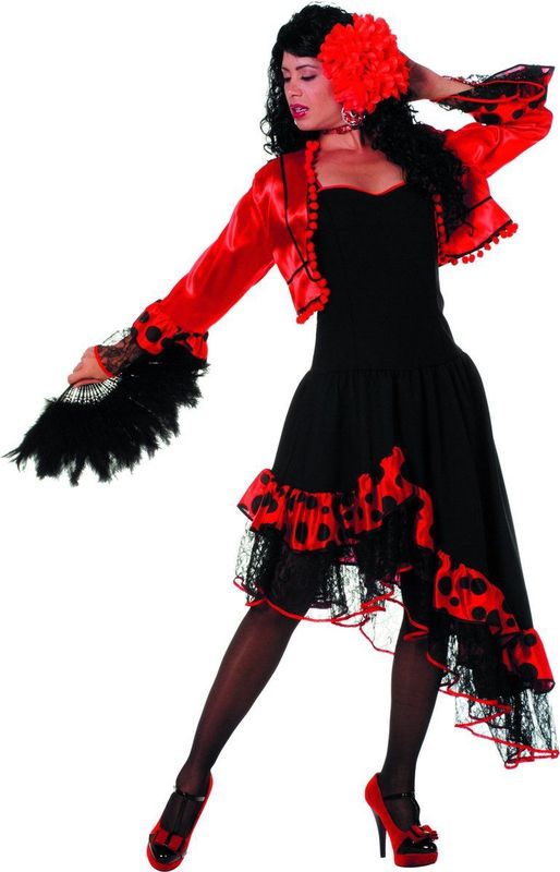 Spaanse Carmen - Jurk & Jas - Rood - Polyester