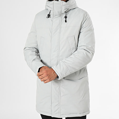 Parka Capuche Gris Clair